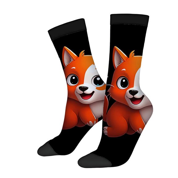 Four Seasons Universal Socks - 2 Pairs of Unisex Trendy Socks with Colorful Cartoon Fox Design Cheerful & Playful Patterns