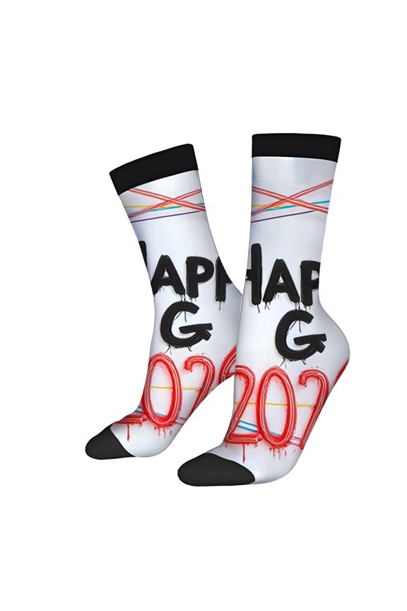 Four Seasons Universal Socks - 2 Pairs of Unisex Trendy Socks with Colorful Dripping ' APPA ' Design and Bold Accents