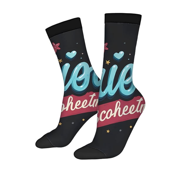 Four Seasons Universal Socks - 2 Pairs of Unisex Trendy Socks with Colorful Love Design Stars & Hearts Perfect for Any Occasion