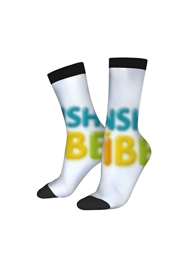 Four Seasons Universal Socks - 2 Pairs of Unisex Trendy Socks with Colorful ' SHINING BEAUTIFUL ' Gradient Design on White Base