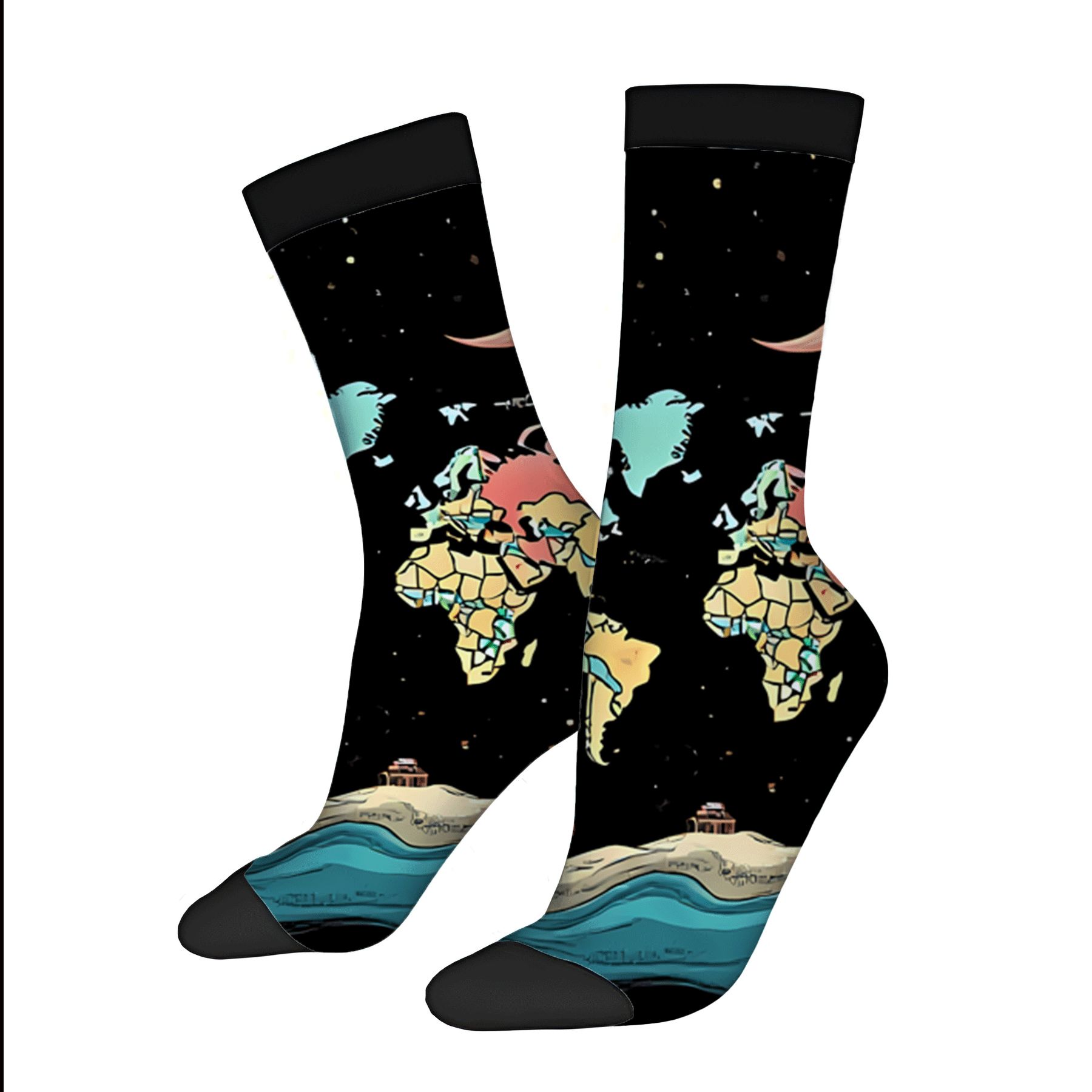 Map Socks Four Seasons Universal Socks 2 Pairs of Unisex Trendy Socks with ...