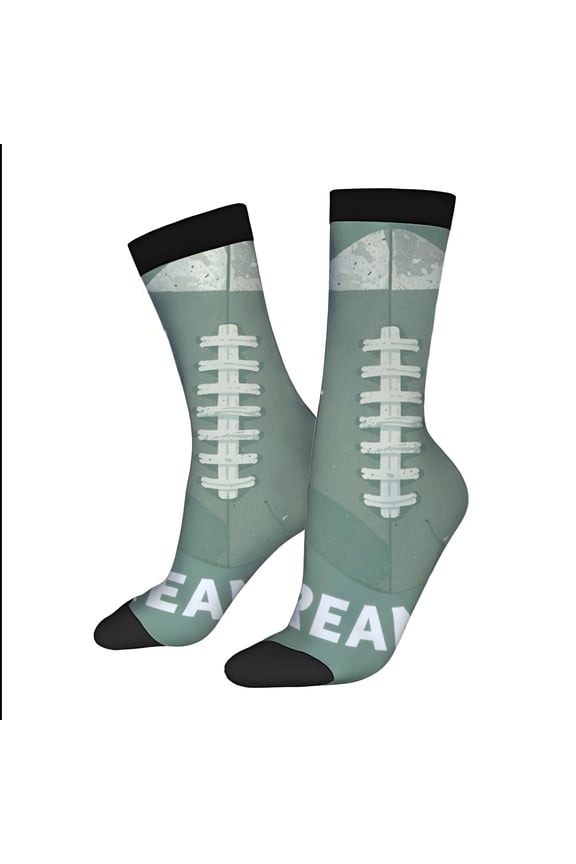 Four Seasons Universal Socks - 2 Pairs of Unisex Trendy Socks with Distressed Design Green Background White Laces & Black Toe Caps