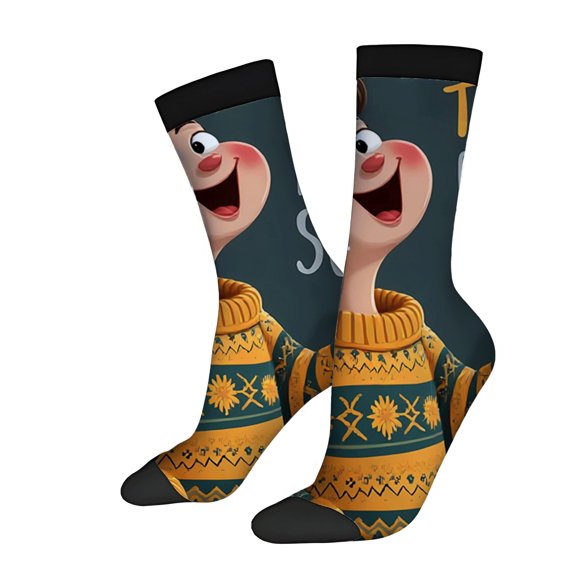 Four Seasons Universal Socks - 2 Pairs of Unisex Trendy Socks with Festive Cartoon Character Design and Colorful Patterns