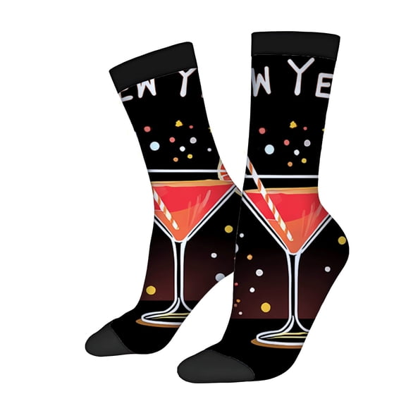 Four Seasons Universal Socks - 2 Pairs of Unisex Trendy Socks with Festive Glass Design & Colorful for New Year Celebrations