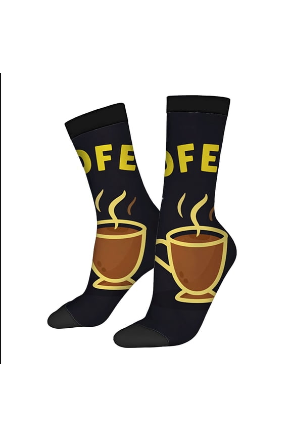 Four Seasons Universal Socks - 2 Pairs of Unisex Trendy Socks with Fun Coffee Cup Design & Bold ' COFFEE ' Text in Vibrant Colors