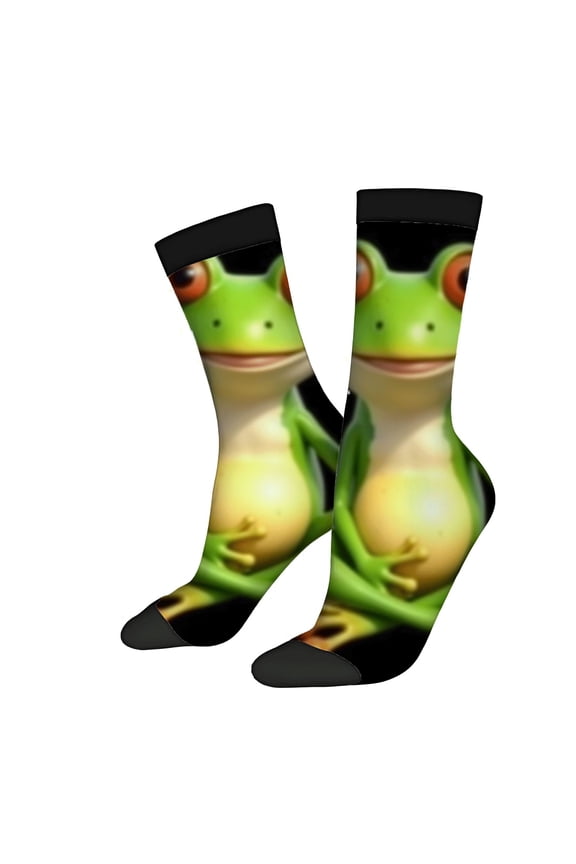 Four Seasons Universal Socks - 2 Pairs of Unisex Trendy Socks with Fun Frog Design Colorful Patterns Perfect for All Seasons