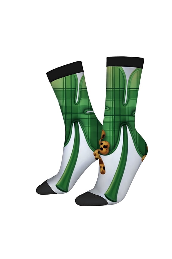 Four Seasons Universal Socks - 2 Pairs of Unisex Trendy Socks with Green Upper and Playful Cookie Bear Design