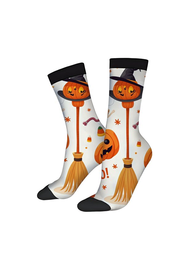 Four Seasons Universal Socks - 2 Pairs of Unisex Trendy Socks with Halloween Pumpkin Hat Design Colorful & Fun