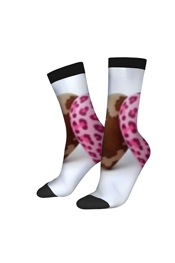 Four Seasons Universal Socks - 2 Pairs of Unisex Trendy Socks with Heart Design Black Band & Toe Cap Mixed Colors Stylish & Fun