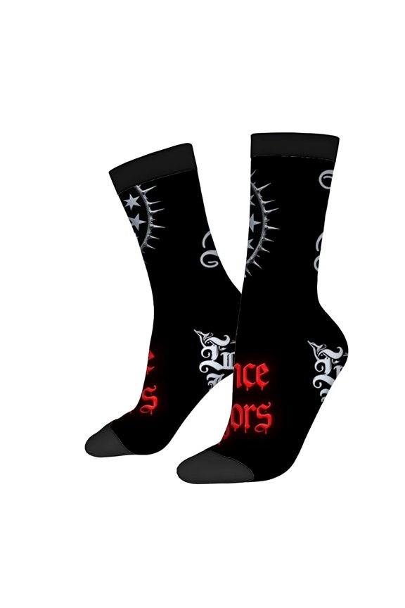 Four Seasons Universal Socks - 2 Pairs of Unisex Trendy Socks with Intricate Gothic Patterns Stars and Spiked Designs in Mixed Colors
