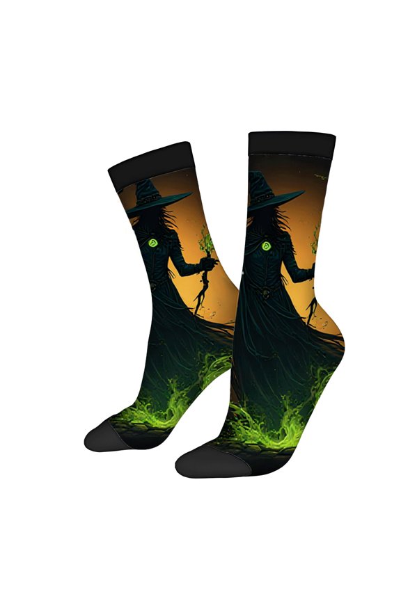 Four Seasons Universal Socks - 2 Pairs of Unisex Trendy Socks with Intricate Witch Design Mystical Patterns & Vibrant Colors