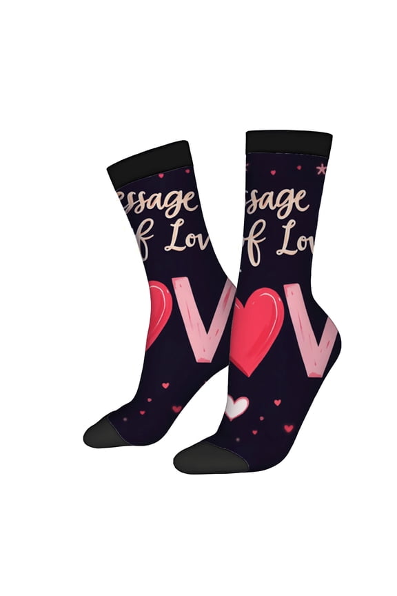 Four Seasons Universal Socks - 2 Pairs of Unisex Trendy Socks with ' Message of Love ' Design Hearts & Bold Colors Perfect for All Seasons