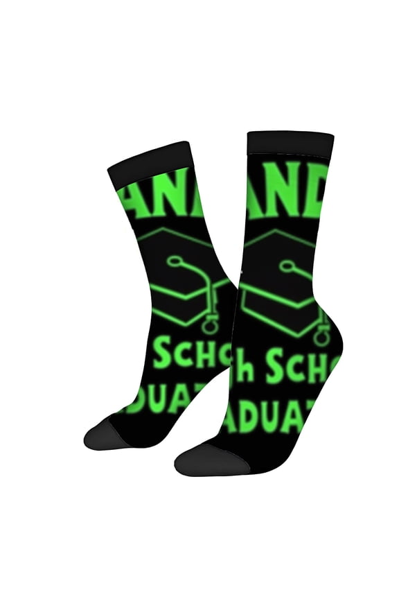 Four Seasons Universal Socks - 2 Pairs of Unisex Trendy Socks with Mixed Color Patterns Featuring Fun Graduation Cap Design