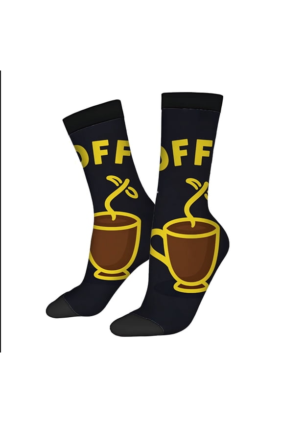 Four Seasons Universal Socks - 2 Pairs of Unisex Trendy Socks with Mixed Colors & Fun Coffee Cup Design on Black Background