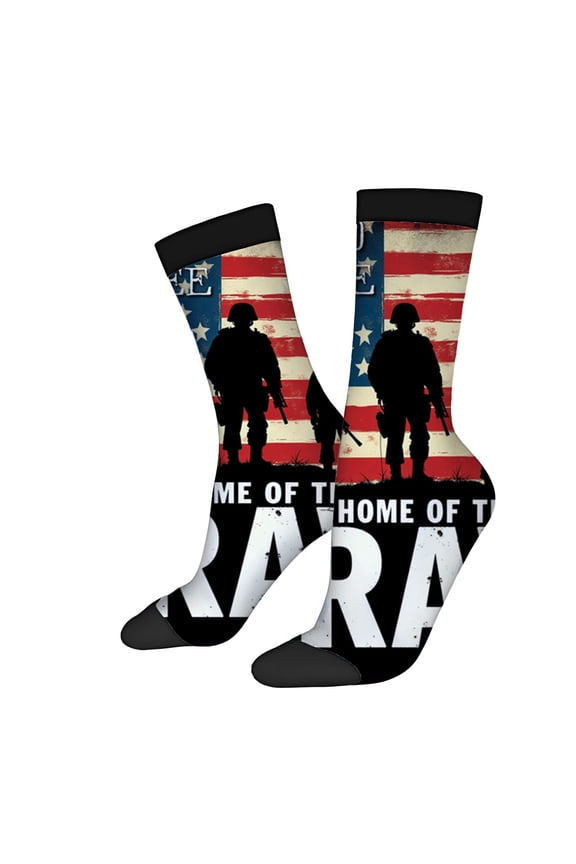Four Seasons Universal Socks - 2 Pairs of Unisex Trendy Socks with Patriotic American Flag Design Silhouettes