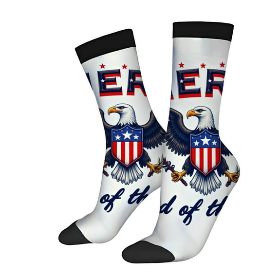 Four Seasons Universal Socks - 2 Pairs of Unisex Trendy Socks with Patriotic Eagle Stars & Stripes Design Mixed Colors
