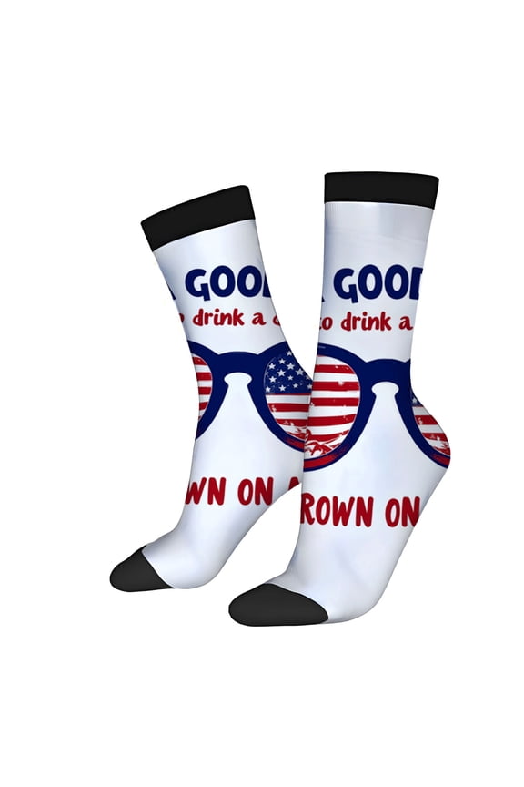 Four Seasons Universal Socks - 2 Pairs of Unisex Trendy Socks with Patriotic Glasses & American Flag Design Mixed Colors