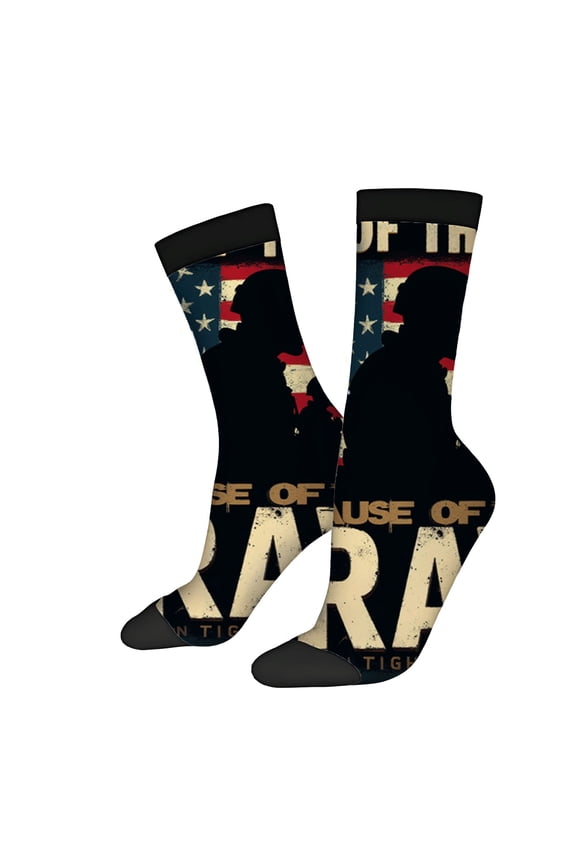 Four Seasons Universal Socks - 2 Pairs of Unisex Trendy Socks with Patriotic Silhouette & American Flag Design