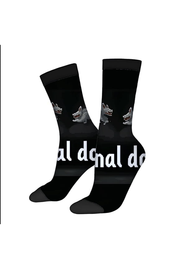 Four Seasons Universal Socks - 2 Pairs of Unisex Trendy Socks with Pixelated Wolf Graphics Stylish Mixed Color Design
