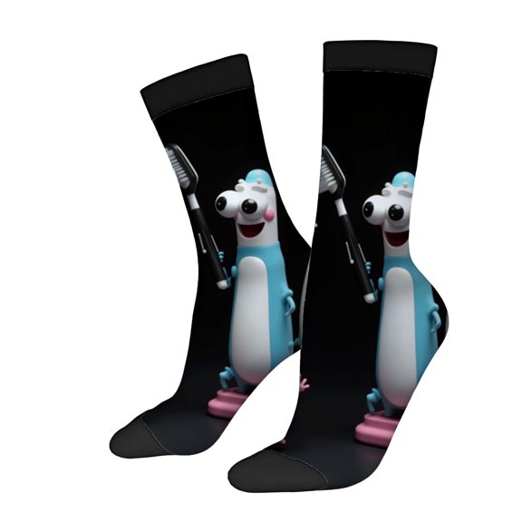 Four Seasons Universal Socks - 2 Pairs of Unisex Trendy Socks with Playful Cartoon Character Design Mixed Colors Fun and Stylish