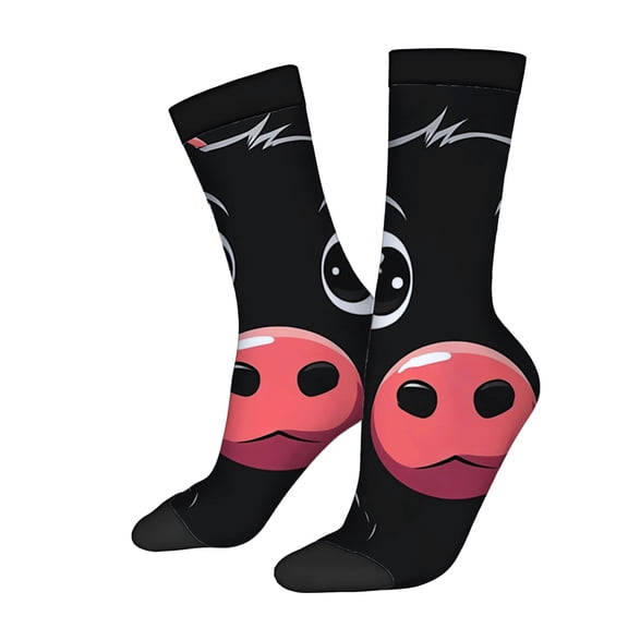Four Seasons Universal Socks - 2 Pairs of Unisex Trendy Socks with Playful Cow Face Design Vibrant Colors on Black Background