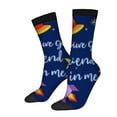 thumbnail image 1 of Four Seasons Universal Socks - 2 Pairs of Unisex Trendy Socks with Playful Dark Blue Design Colorful Stars & Rocket Patterns, 1 of 5
