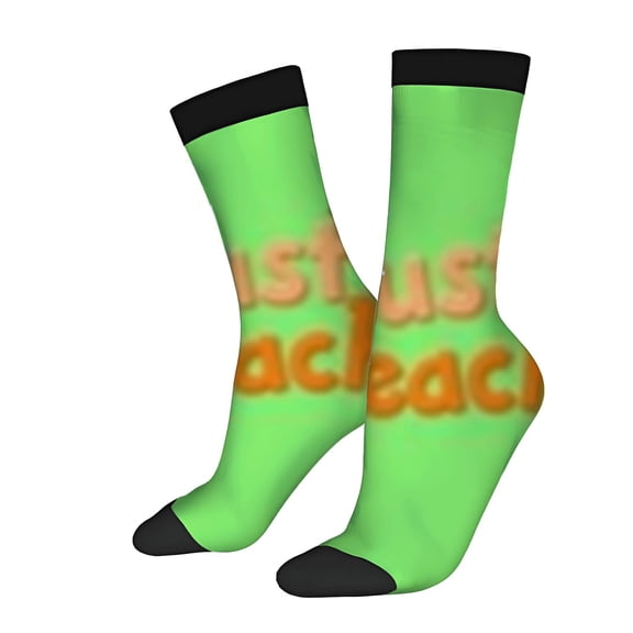 Four Seasons Universal Socks - 2 Pairs of Unisex Trendy Socks with Playful ' Just Beaches ' Design in Bright Green and Black