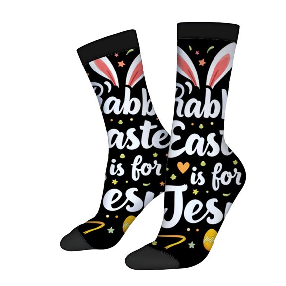 Four Seasons Universal Socks - 2 Pairs of Unisex Trendy Socks with Playful Rabbit Easter Design Stars Hearts & Eggs