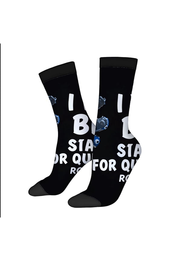 Four Seasons Universal Socks - 2 Pairs of Unisex Trendy Socks with Playful Robot Design and Bold Text Perfect for Any Occasion