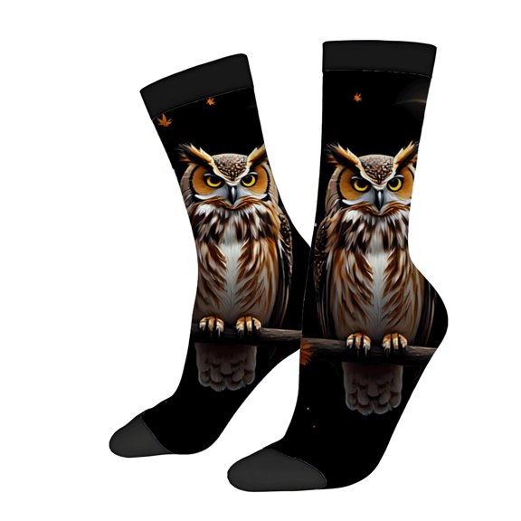 Four Seasons Universal Socks - 2 Pairs of Unisex Trendy Socks with Striking Owl Design Intricate Patterns and Mixed Colors
