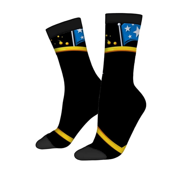 Four Seasons Universal Socks - 2 Pairs of Unisex Trendy Socks with Stylish Blue Flag Design White Stars & Yellow Stripe Mixed Colors