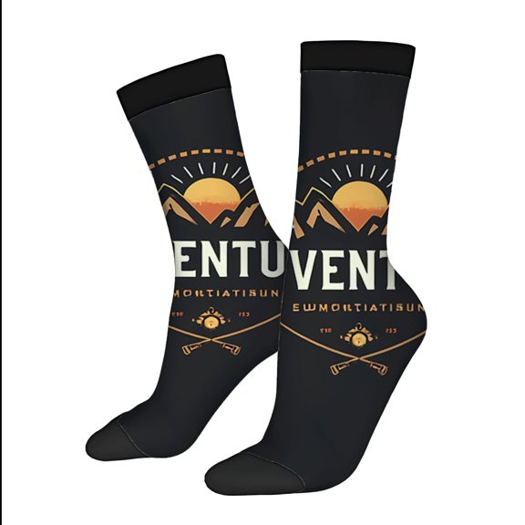 Four Seasons Universal Socks 2 Pairs of Unisex Trendy Socks with Stylish Sun Mountain Design in Mixed Colors