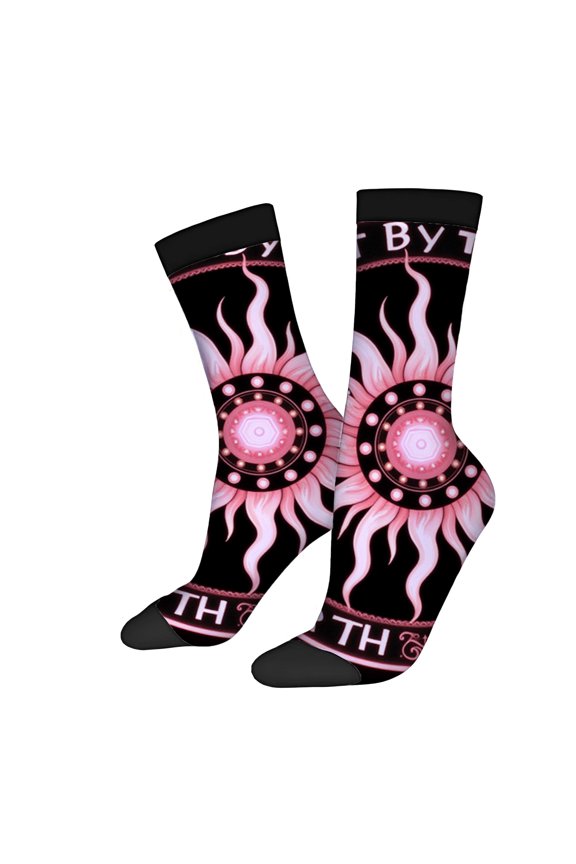 Four Seasons Universal Socks - 2 Pairs of Unisex Trendy Socks with Stylish Sun Ray Pattern on Black Background Mixed Colors