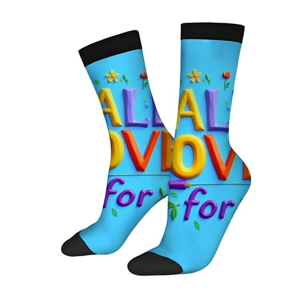 Four Seasons Universal Socks - 2 Pairs of Unisex Trendy Socks with Vibrant ' ALAL LOVE for ' Design Colorful Floral Accents