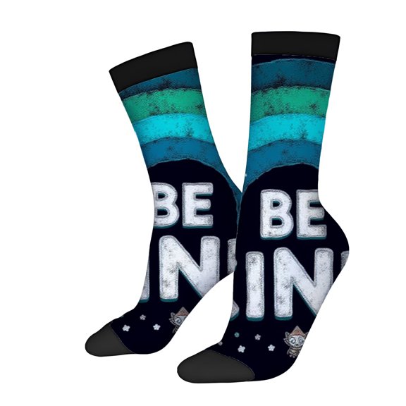 Four Seasons Universal Socks - 2 Pairs of Unisex Trendy Socks with Vibrant ' BE KIND ' Design Blue - Green Gradient & Playful Accents