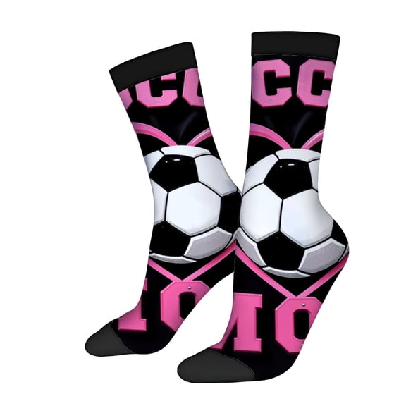 Four Seasons Universal Socks - 2 Pairs of Unisex Trendy Socks with Vibrant Black & Pink Soccer Ball Design and Bold ' CCCO ' Text