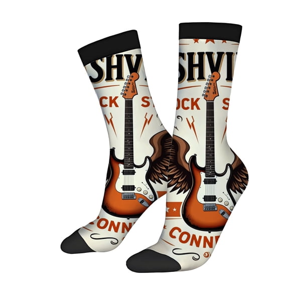 Four Seasons Universal Socks - 2 Pairs of Unisex Trendy Socks with Vibrant Electric Guitar Design Wings and Rock Vibes