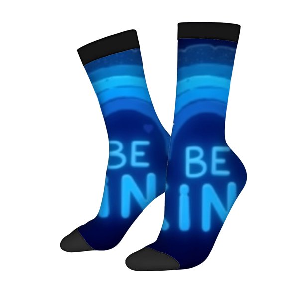 Four Seasons Universal Socks - 2 Pairs of Unisex Trendy Socks with Vibrant Gradient Design & ' BE KIND ' Neon White Letters