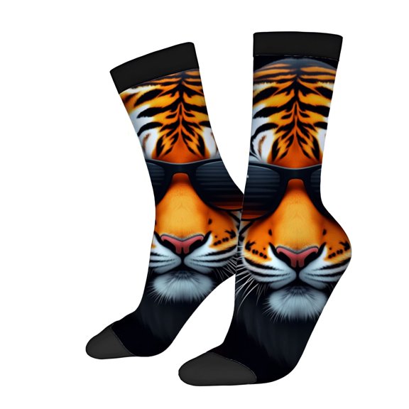Four Seasons Universal Socks - 2 Pairs of Unisex Trendy Socks with Vibrant Mixed Colors and Eye-Catching Tiger Face Design