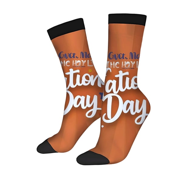 Four Seasons Universal Socks - 2 Pairs of Unisex Trendy Socks with Vibrant Mixed Colors and Fun Text Patterns for Every Occasion