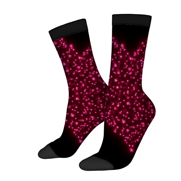 Four Seasons Universal Socks - 2 Pairs of Unisex Trendy Socks with Vibrant Pink Floral Pattern and Black Toe Caps Perfect for Any Season