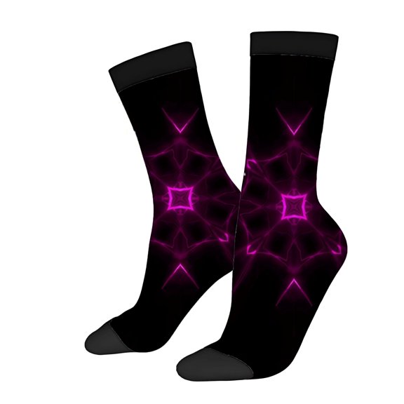 Four Seasons Universal Socks - 2 Pairs of Unisex Trendy Socks with Vibrant Pink Geometric Star Patterns Perfect for Any Season