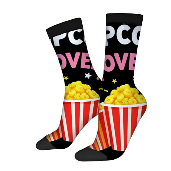 Four Seasons Universal Socks - 2 Pairs of Unisex Trendy Socks with Vibrant Popcorn Cup and Star Pattern Perfect for Fun Style