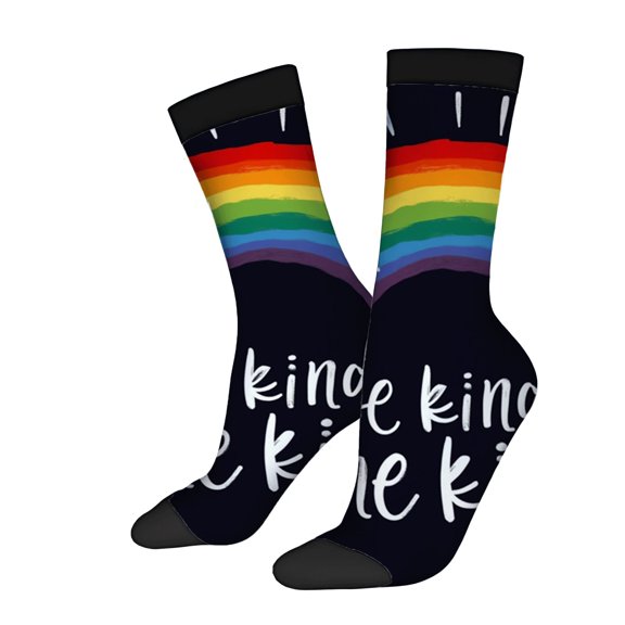 Four Seasons Universal Socks - 2 Pairs of Unisex Trendy Socks with Vibrant Rainbow Design and Dark Base Perfect for Any Season