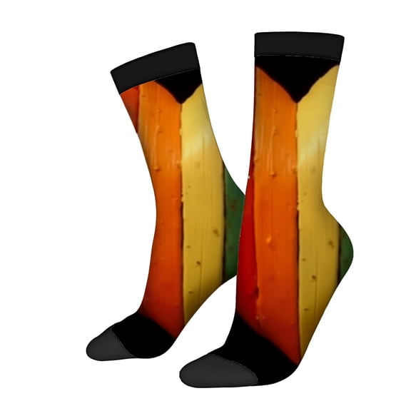 Four Seasons Universal Socks - 2 Pairs of Unisex Trendy Socks with Vibrant Stripes in Orange Yellow and Red