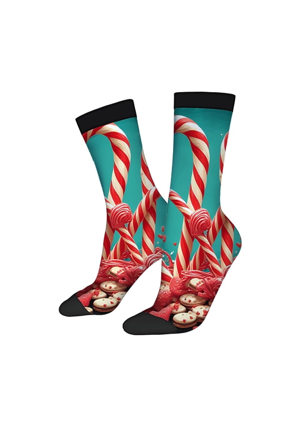 Four Seasons Universal Socks - 2 Pairs of Unisex Trendy Socks with Vibrant Turquoise Candy Cookie Design