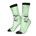 thumbnail image 1 of Four Seasons Universal Socks - 2 Pairs of Unisex Trendy Socks with Whimsical Mushroom and Grass Pattern in Light Green and Black, 1 of 5