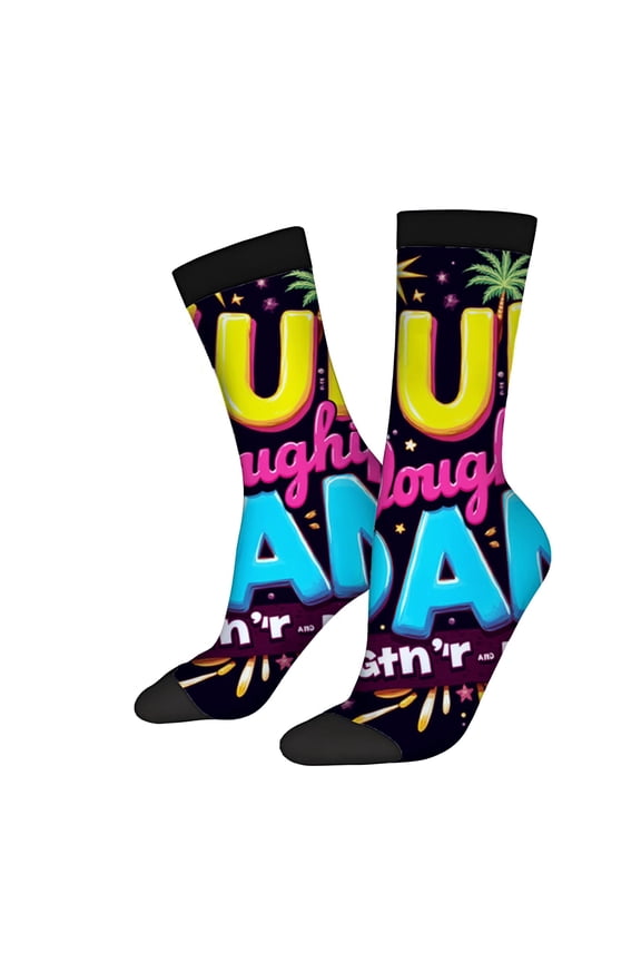 Four Seasons Universal Socks - 2 Pairs of Vibrant Colorful Unisex Socks with Bold ' You ' re such a laugh Aunt ' Design