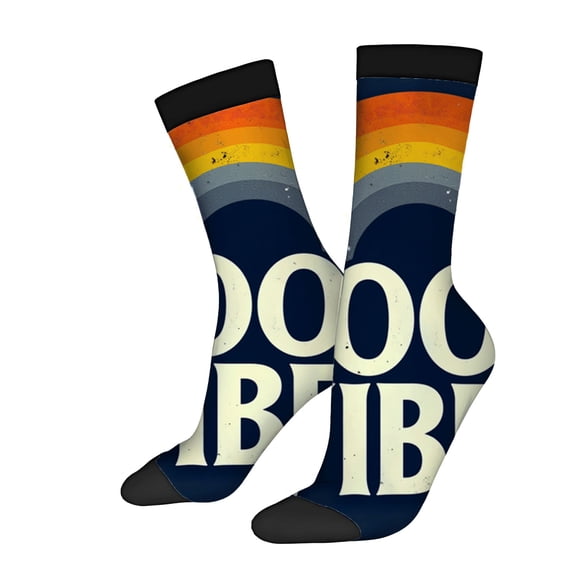 Four Seasons Universal Socks - 2 Pairs of Vibrant Gradient Design Socks with Bold ' DOOD ' Print Unisex Trendy Mixed Colors