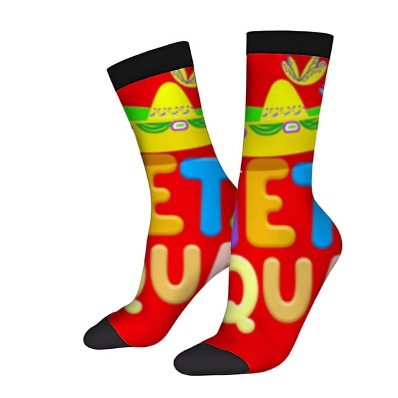 Four Seasons Universal Socks - 2 Pairs of Vibrant Mixed Color Socks with Fun ' LET QUIJU ' Design Unisex Trendy Style